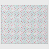Waterverf Rode Kersenpastel Blauwe Gingham Cadeaupapier (Vlak)