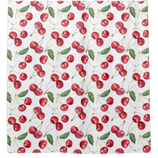 Waterverf rode kersenvrucht douchegordijn (Voorkant)