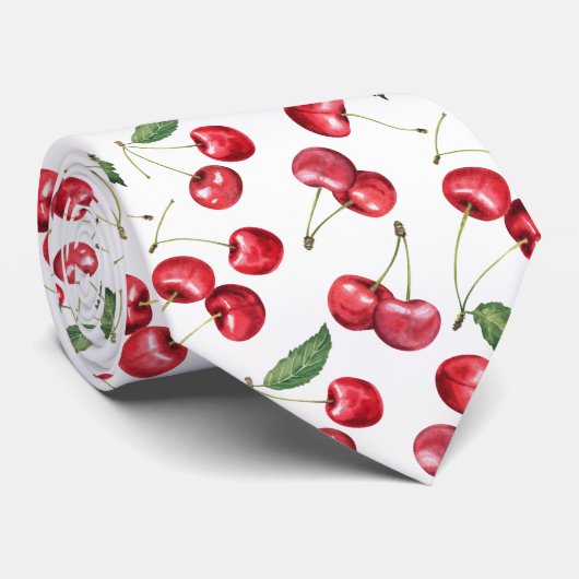 Waterverf rode kersenvrucht stropdas (Opgerold)