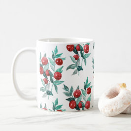 Waterverf Rode Kerst Bessen Patroon Koffiemok