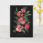 Waterverf rode Kerst bloemen ontwerp kaart (Gele Bloem)