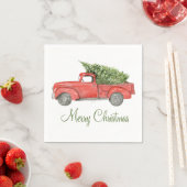 Waterverf Rode Kerst Boerderij Truck Servet (Insitu)