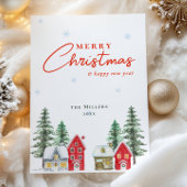  Waterverf rode kerst Feestdagenkaart