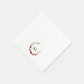 Waterverf Rode Kerst Krans Monogram Servetten (Hoek)