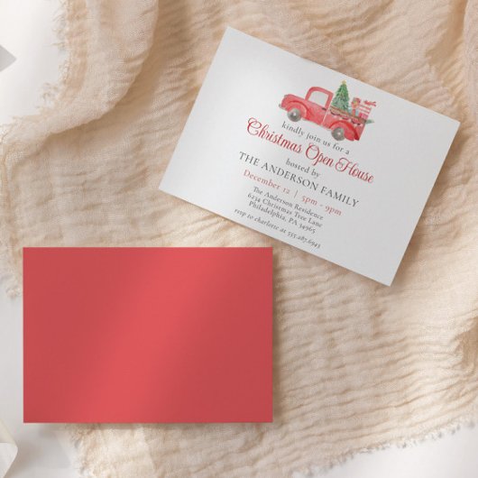 Waterverf Rode Kerst Vrachtwagen Vakantie Open Hui Kaart