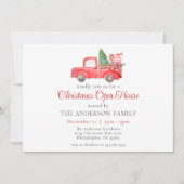 Waterverf Rode Kerst Vrachtwagen Vakantie Open Hui Kaart (Voorkant)