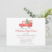 Waterverf Rode Kerst Vrachtwagen Vakantie Open Hui Kaart (Staand voorkant)