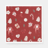 Waterverf Rode Kerst Vrolijk klein Baby shower Servet (Voorkant)