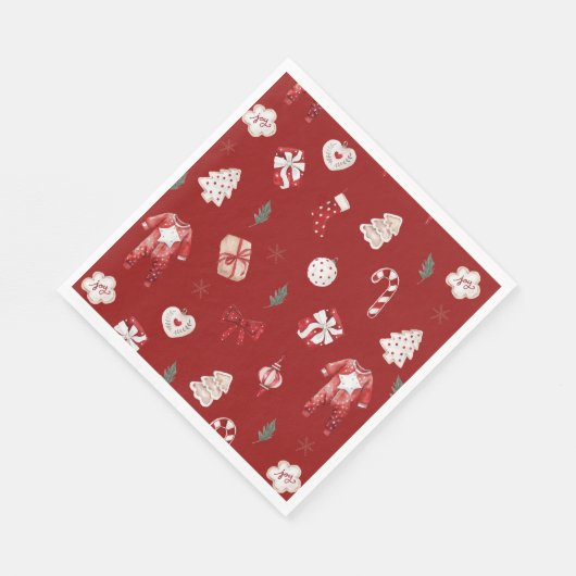 Waterverf Rode Kerst Vrolijk klein Baby shower Servet (Hoek)