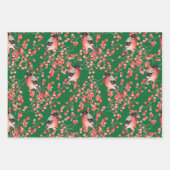 Waterverf rode kerstbessen en vogelgroen inpakpapier vel (Voorkant 2)
