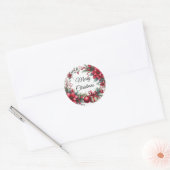 Waterverf rode kerstbloem ronde sticker (Envelop)