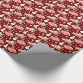 Waterverf rode kerstbomen en sneeuwpoppen cadeaupapier (Hoek)