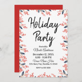 Waterverf Rode Kerstfeest Winterbessen Bladeren Kaart (Voorkant / Achterkant)