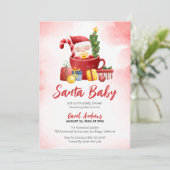 Waterverf Rode Kerstman Baby Kerst Baby shower Kaart (Staand voorkant)