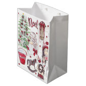 Waterverf Rode Kerstmis Medium Cadeauzakje (Voorkant Gekanteld)