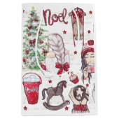 Waterverf Rode Kerstmis Medium Cadeauzakje (Voorkant)