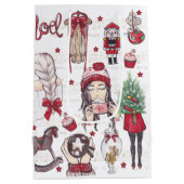 Waterverf Rode Kerstmis Medium Cadeauzakje (Achterkant)