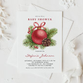 Waterverf Rode Kerstmis Ornament Baby shower Kaart