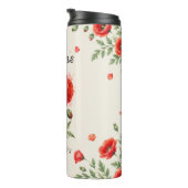 Waterverf Rode Klaproos Bloemige Monogram Botanisc Thermosbeker (Geroteerd rechts)