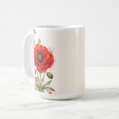 Waterverf Rode Klaproos Bloemige Monogram Wilde Bl Koffiemok (Voorkant links)