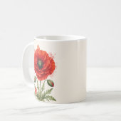 Waterverf Rode Klaproos Bloemige Monogram Wilde Bl Koffiemok (Voorkant links)