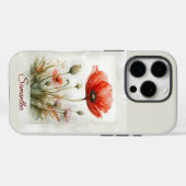Waterverf Rode Klaproos Tuinbloemen Aangepaste naa Case-Mate iPhone Case (Achterkant (horizontaal))