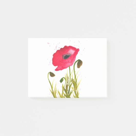 Waterverf rode klaprozen bloemen chic rustiek post-it® notes (Voorkant)