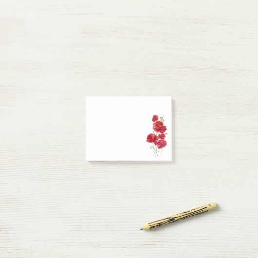 Waterverf rode klaprozen bloemen kolibrie vogel fl post-it® notes (Op bureau)