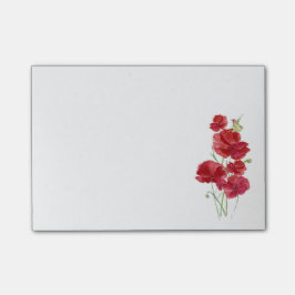 Waterverf rode klaprozen bloemen kolibrie vogel fl post-it® notes