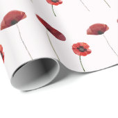 Waterverf rode klaprozen bloemmotieven cadeaupapier (Rol Hoek)