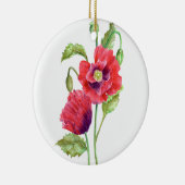 Waterverf Rode Klaprozen Bloemschildering Keramisch Ornament (Rechts)