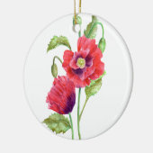 Waterverf Rode Klaprozen Bloemschildering Keramisch Ornament (Links)