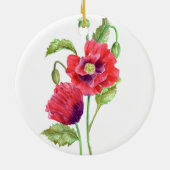 Waterverf Rode Klaprozen Bloemschildering Keramisch Ornament (Achterkant)