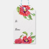 Waterverf rode klaprozen Floral Art Happy Birthday Cadeaulabel (Achterkant)