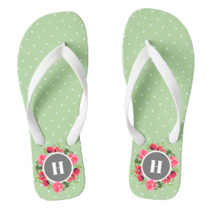 Waterverf Rode Klaprozen Roze Roos Stippen Teenslippers