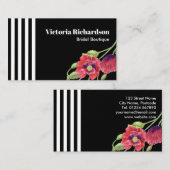 Waterverf rode klaprozen zwart witte strepen visitekaartje (Voorkant / Achterkant)