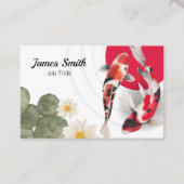 Waterverf Rode Koi vis Japanse kunst Visitekaartje (Voorkant)