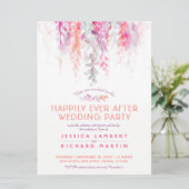 Waterverf rode koraal na bruiloft kaart (Staand voorkant)