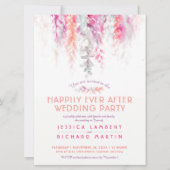 Waterverf rode koraal na bruiloft kaart (Voorkant)