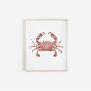 Waterverf rode krab print