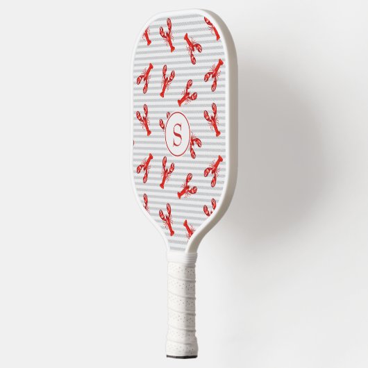 Waterverf rode kreeft Abstracte strepen Pickleball Paddle (Links)