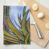 waterverf rode libellen op gras en meer theedoek (Quarter Fold)