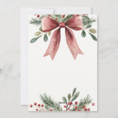 Waterverf rode lint boog bessen rustieke kerst feestdagenkaart (Achterkant)