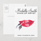 Waterverf rode lippen en lippenmake-up briefkaart (Voorkant / Achterkant)