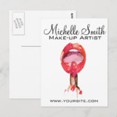 Waterverf rode lippen en lippenmake-up briefkaart (Voorkant / Achterkant)