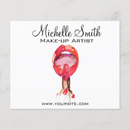 Waterverf rode lippen en lippenmake-up flyer