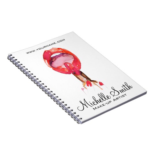 Waterverf rode lippen en lippenmake-up notitieboek (Rechterzijde)