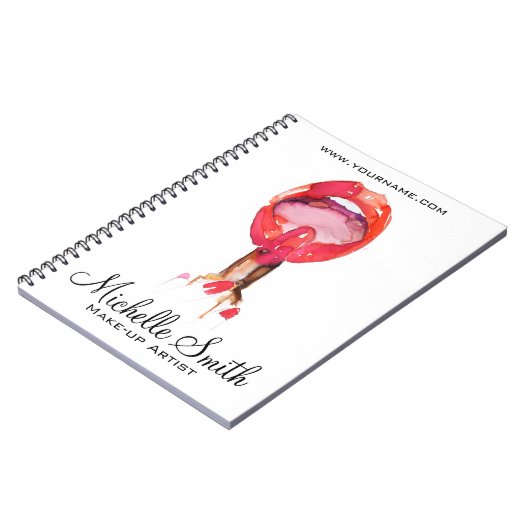 Waterverf rode lippen en lippenmake-up notitieboek (Linkerzijde)