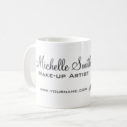 Waterverf rode lippen en lippenstift make-up brand koffiemok (Voorkant links)