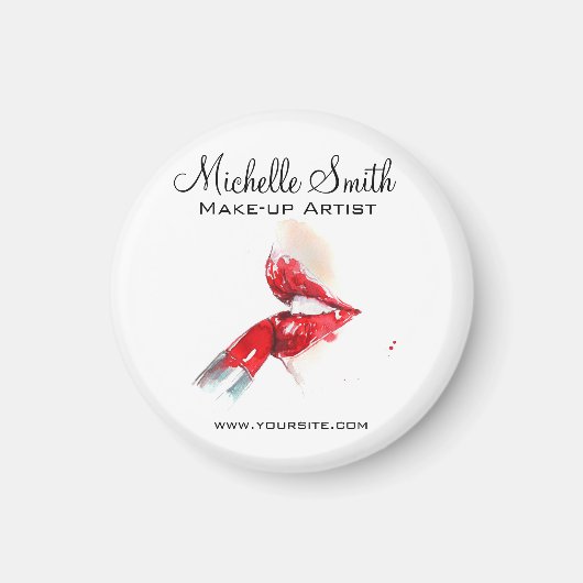 Waterverf rode lippen en lippenstift make-up brand magneet (Voorkant)